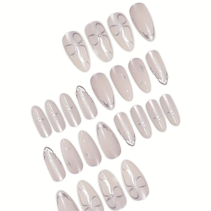 Elegant Press-On Nail Art with Floral Accents Stornfield