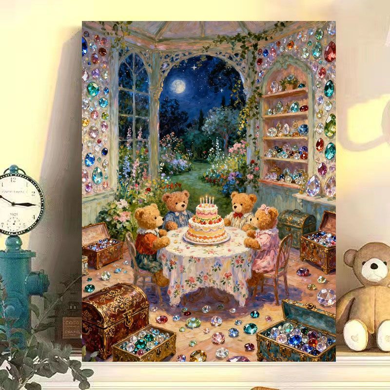 Whimsical Rabbit Scene Canvas Art Print Stornfield
