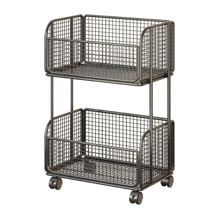 Compact Rolling Mesh Pantry Organizer Cart with Deep Ventilated Baskets and Locking Casters