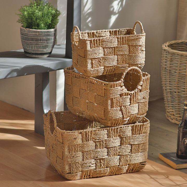 Handmade storage basket with practical handle Stornfield