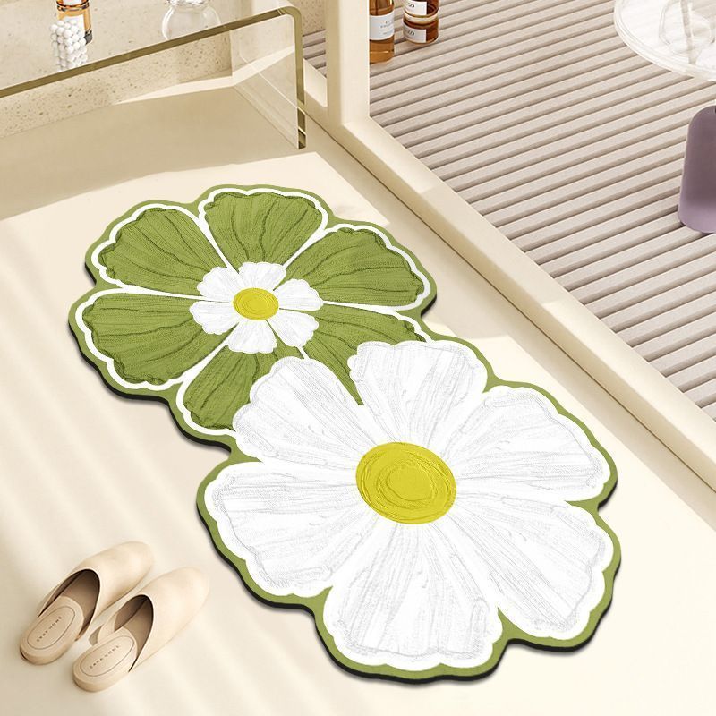 Decorative Floral Pattern Bath Mat for Bathrooms