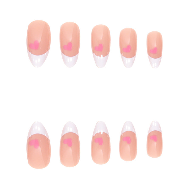 Elegant Heart-Accent French Tip Press-On Nails Stornfield