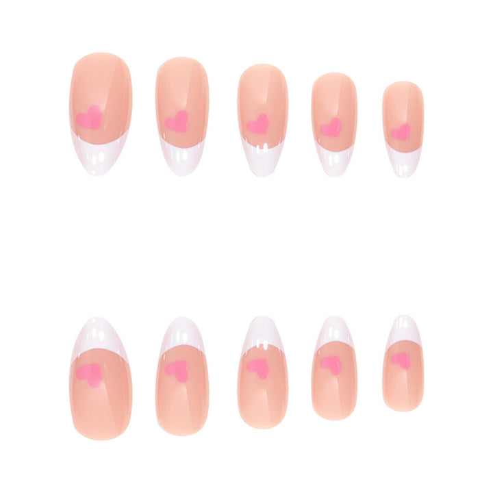 Elegant Heart-Accent French Tip Press-On Nails Stornfield