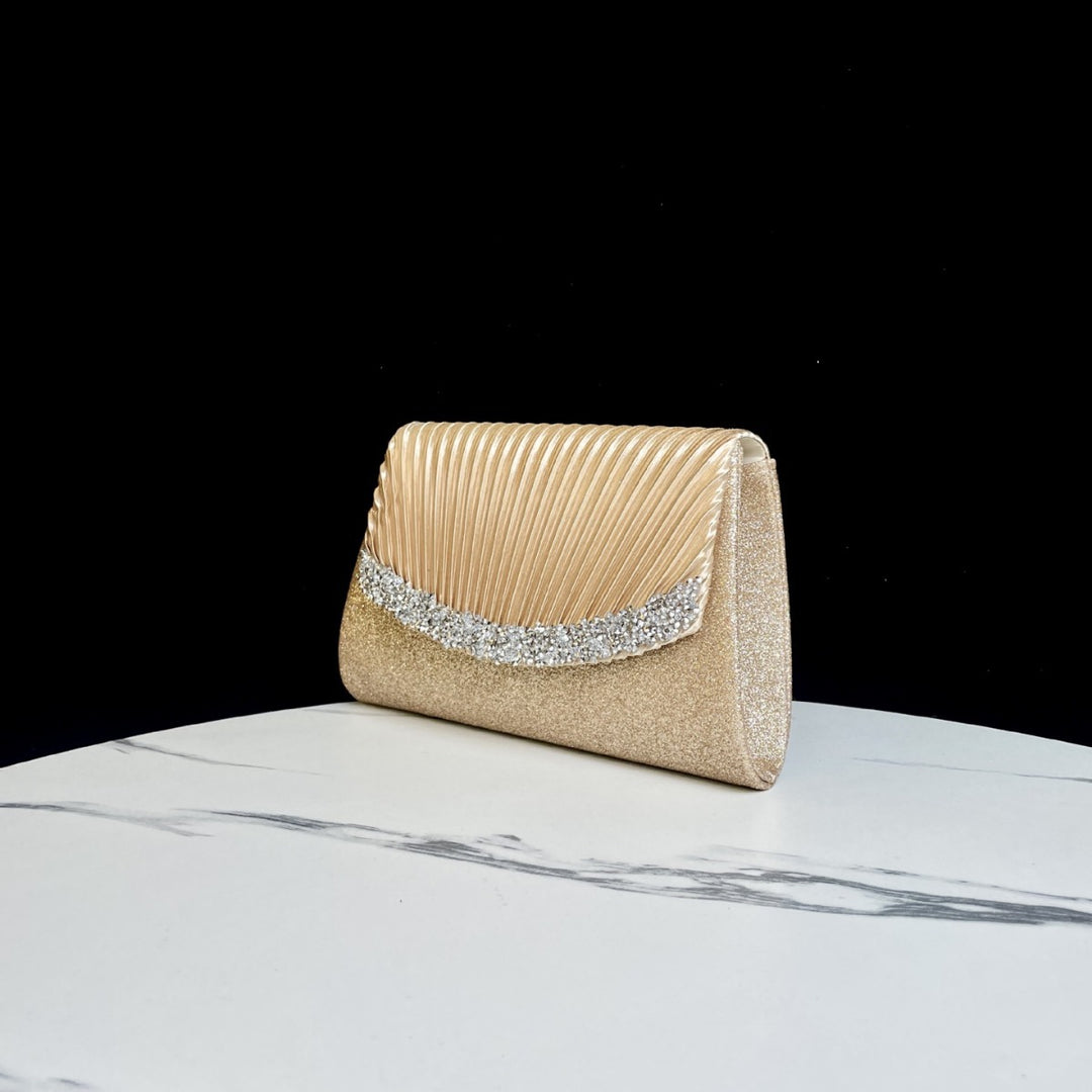 Pleated Satin Evening Clutch