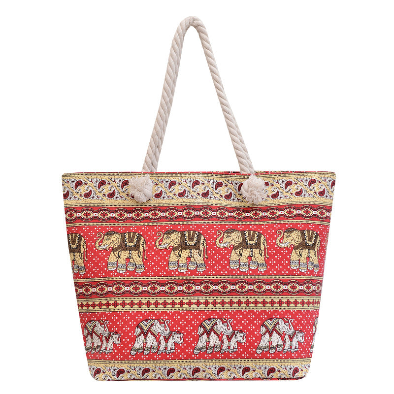 Striped Canvas Beach Tote