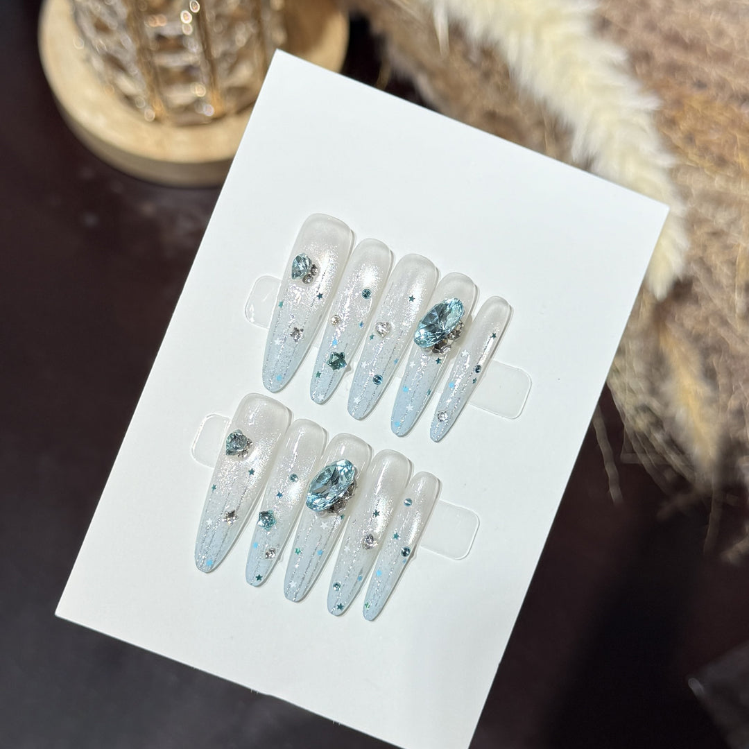 Glamorous Crystal Embellished Press-On Nails Stornfield