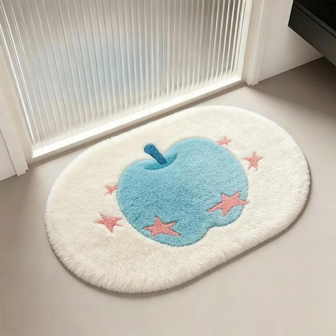 Playful Apple-Themed Plush Area Rug