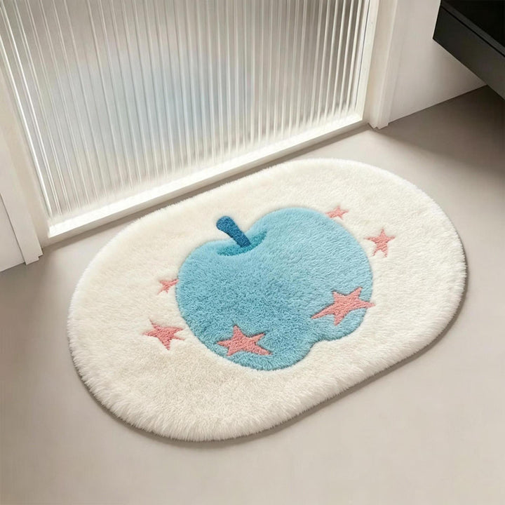 Playful Apple-Themed Plush Area Rug