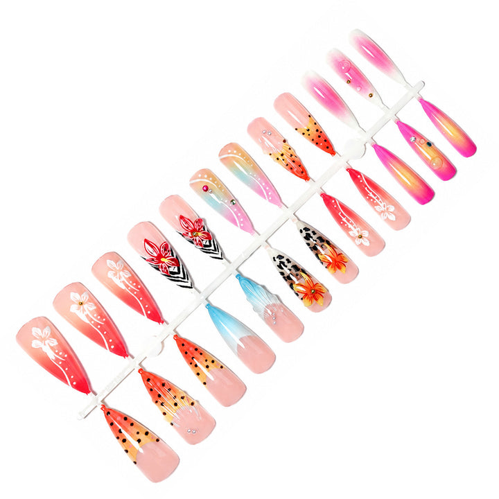 Artistic Premium Press-On Nail Set with Floral and Animal Designs Stornfield