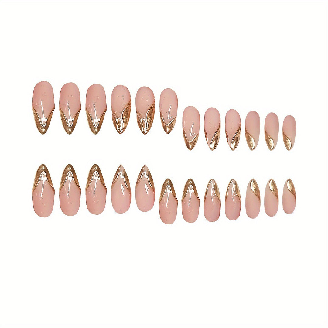 Elegant Stiletto Press-On Nails with Gold Accent Tips Stornfield