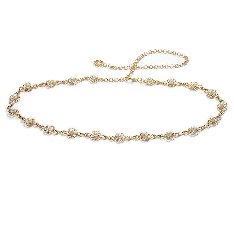 More elegant chain belt with pearl details Stornfield