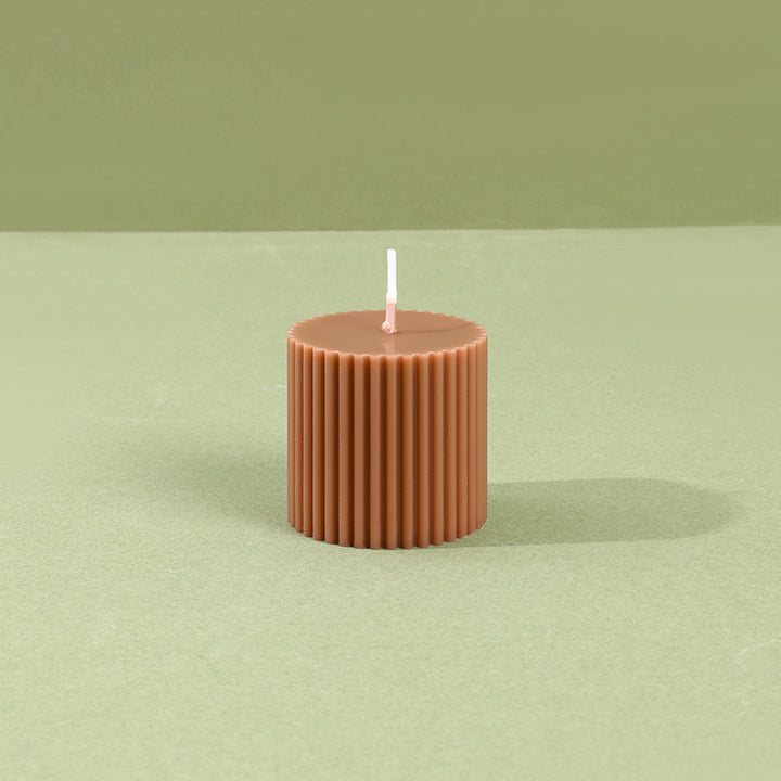 Decorative Tall Ribbed Column Candle for Home Ambience