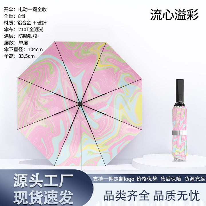 Women's automatic folding umbrella with marbled design Stornfield