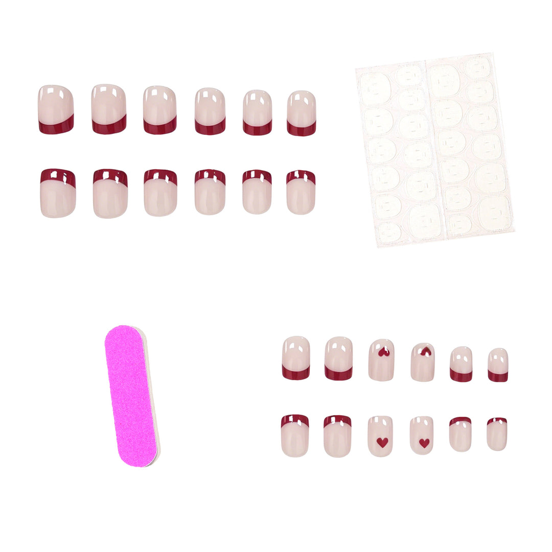 Heart-Themed French Tip Nail Art Stornfield