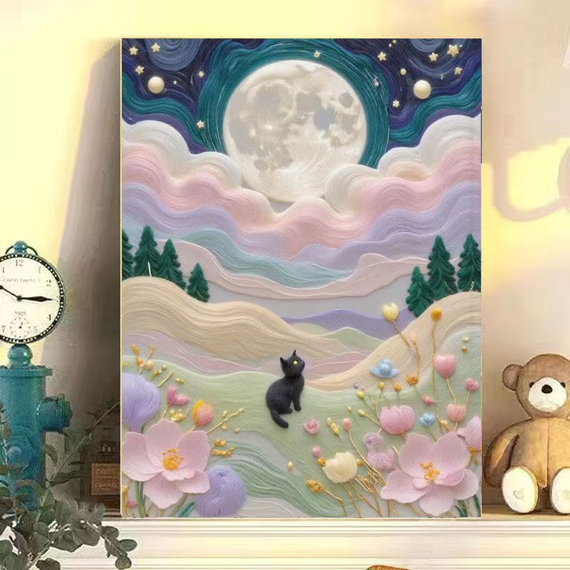 Whimsical Cat Landscape Canvas Art Stornfield