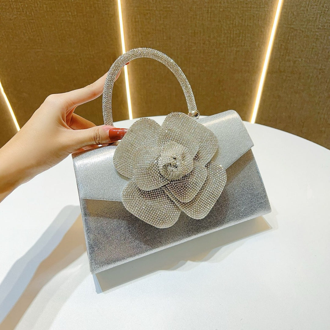 Glamorous Floral-Embellished Evening Handbag