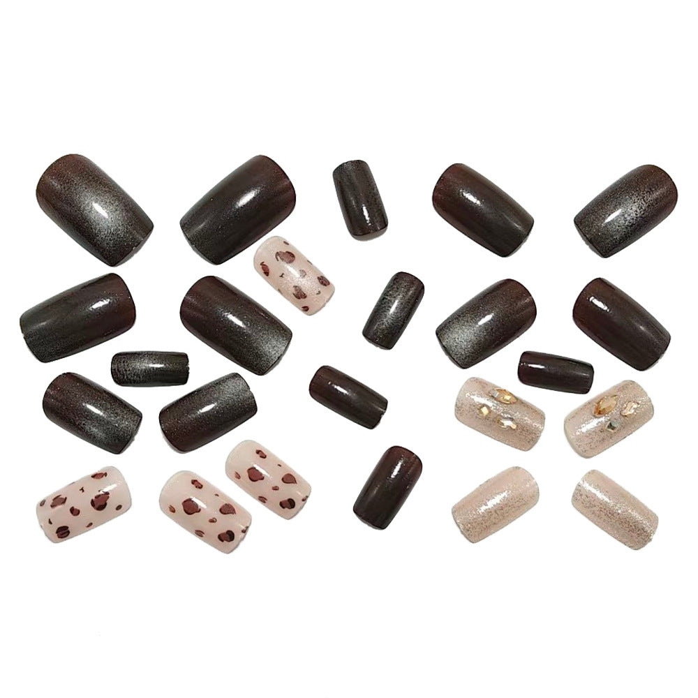 Artificial nails with elegant glitter and leopard pattern Stornfield