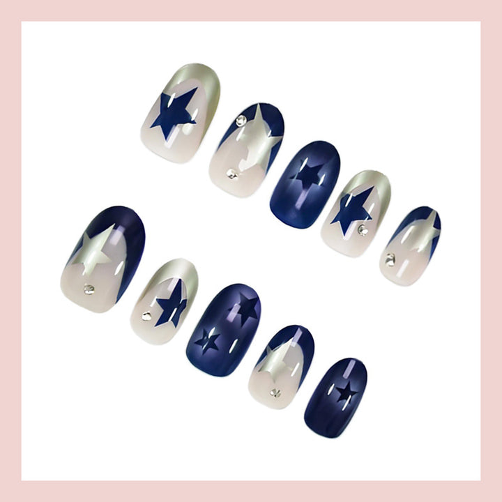 Artificial nails with elegant star pattern and smooth structure Stornfield