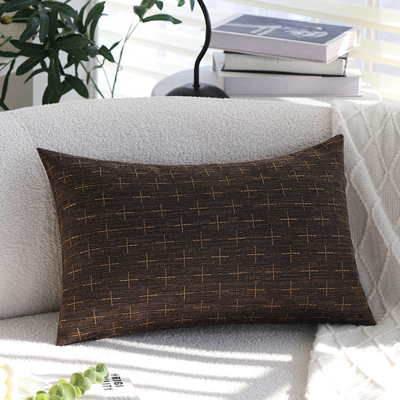 Square cushion cover in Scandinavian minimal style with woven cross pattern and natural linen look Stornfield