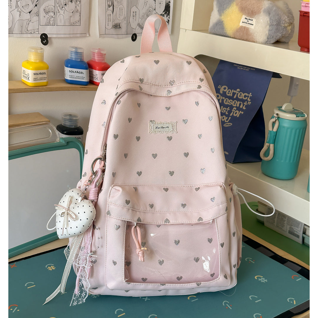 Heart-Print Stylish Backpack Stornfield