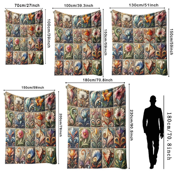 Decorative Floral Art Throw Blanket
