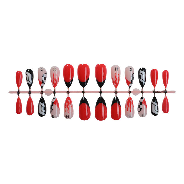 Artistic Racing-Inspired Press-On Nail Art Set Stornfield