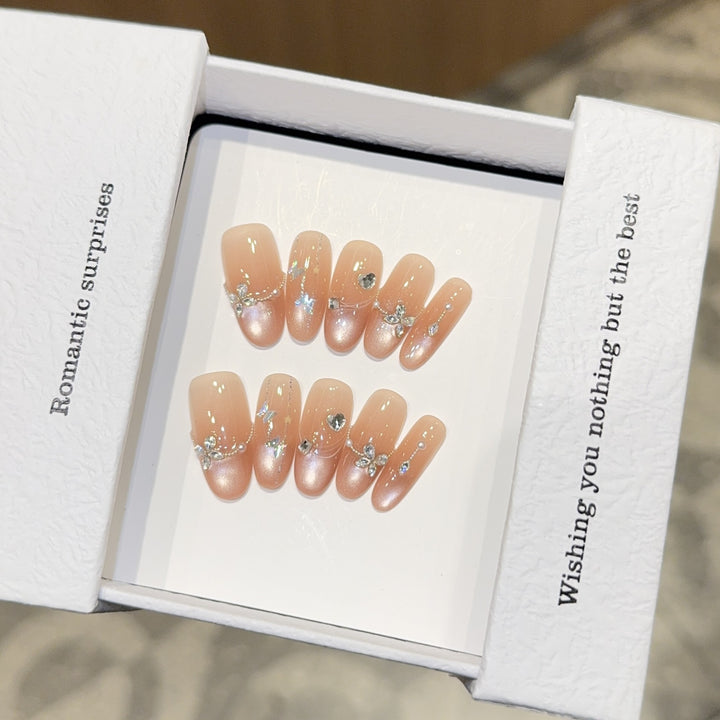 Artificial Nail Set with Romantic Heart and Glitter Designs Stornfield