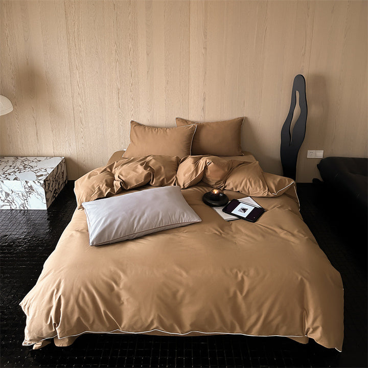 Satin bedding set with breathable cotton blend and soft-touch finish