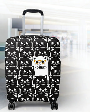 Unisex expandable suitcase cover with cat pattern, elastic protective material and zipper Stornfield