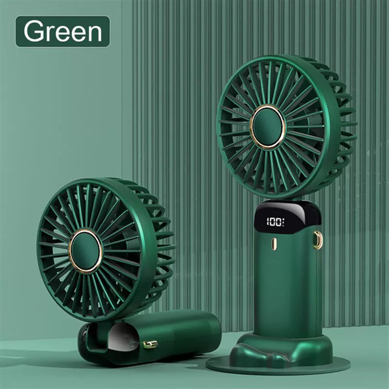Unisex One Size Foldable Rechargeable Hand Fan with LED Battery Status Indicator and Removable Charging Station Stornfield