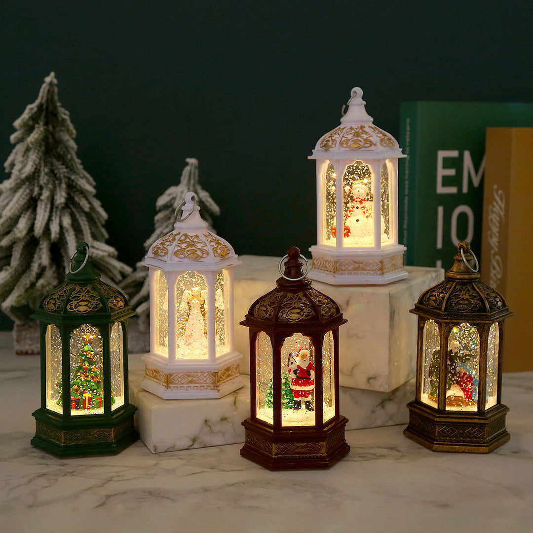 Nostalgic Christmas lantern with moving Santa Claus Stornfield