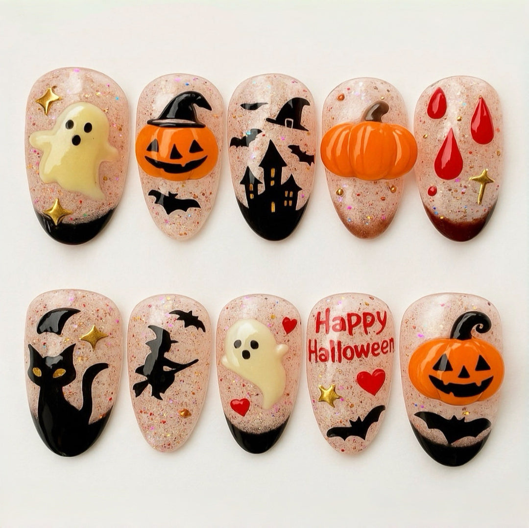 Creative Halloween-Themed Press-On Nail Art Set