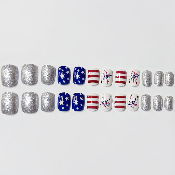 Patriotic Themed Press-On Nail Art Set Stornfield