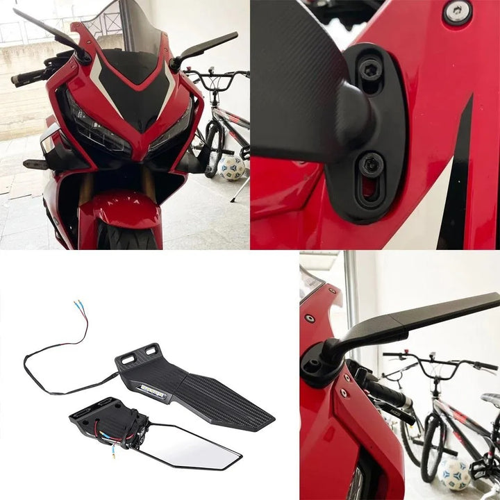 Motorcycle mirror set with integrated LED turn signal Stornfield