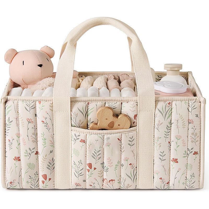 Storage basket with carrying handles and elegant floral pattern Stornfield