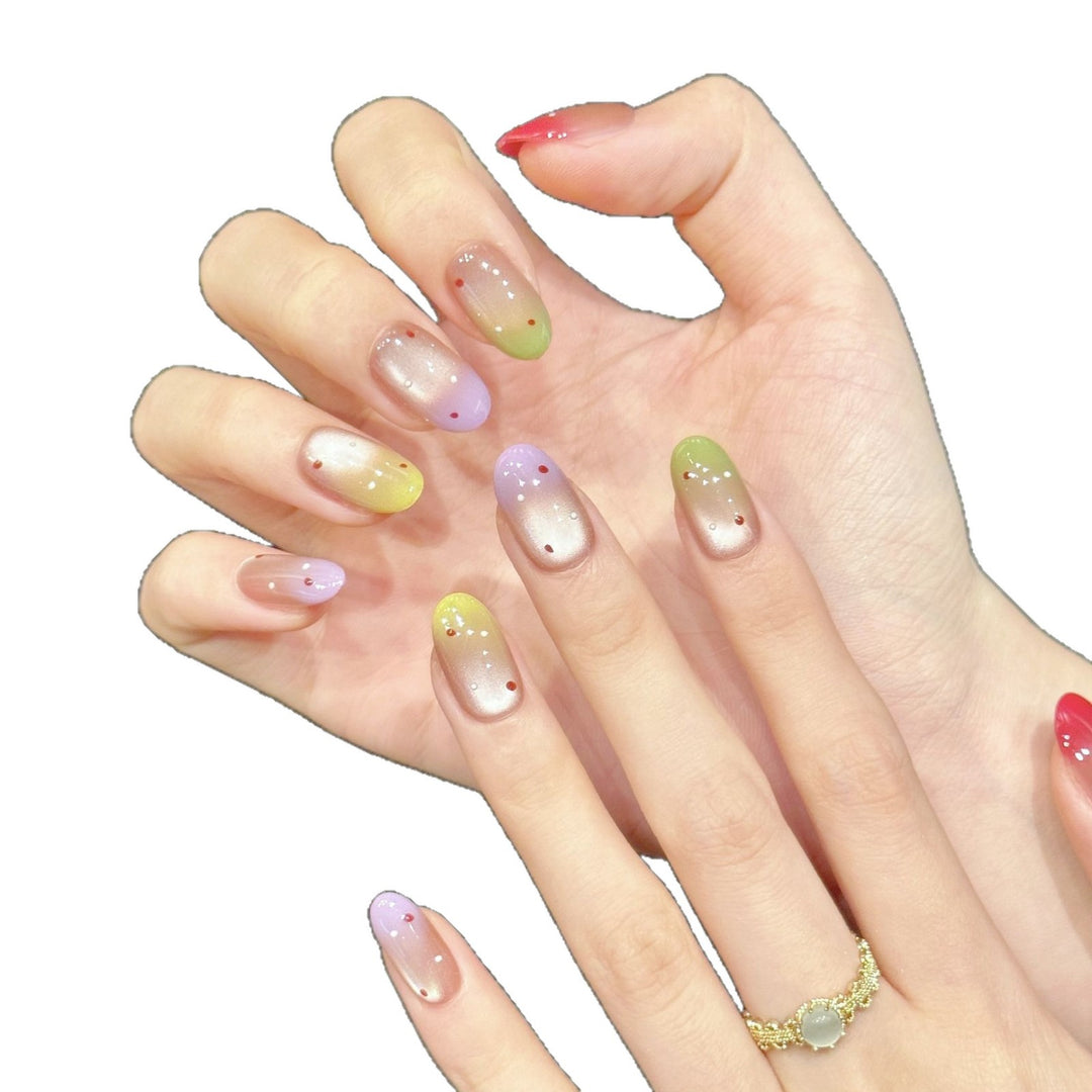 Ombre Gradient Press-On Nail Set with Glitter Accents