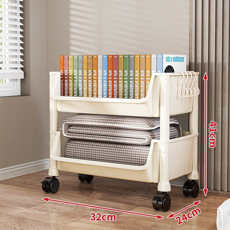 Compact Two-Tier Rolling Storage Cart with Removable Bins and Swivel Casters