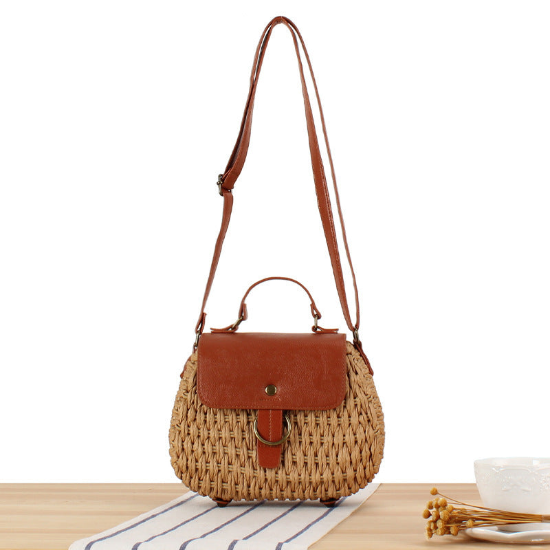 Handbag with Elegant Leather Lid and Woven Design Stornfield