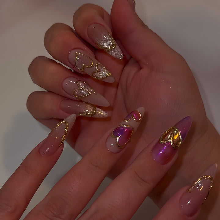 Heart-Embellished Acrylic Press-On Nails Stornfield