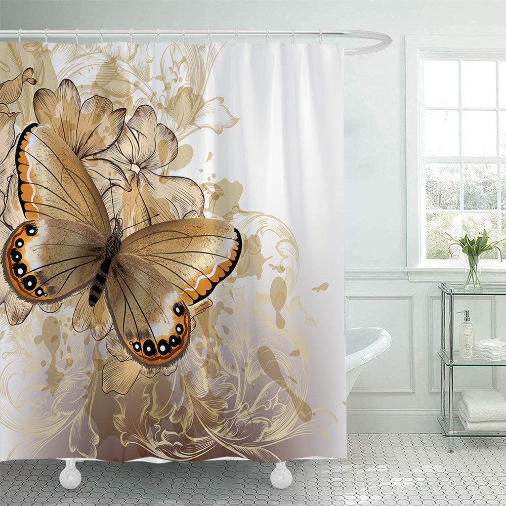 Butterfly-Inspired Floral Shower Curtain Stornfield