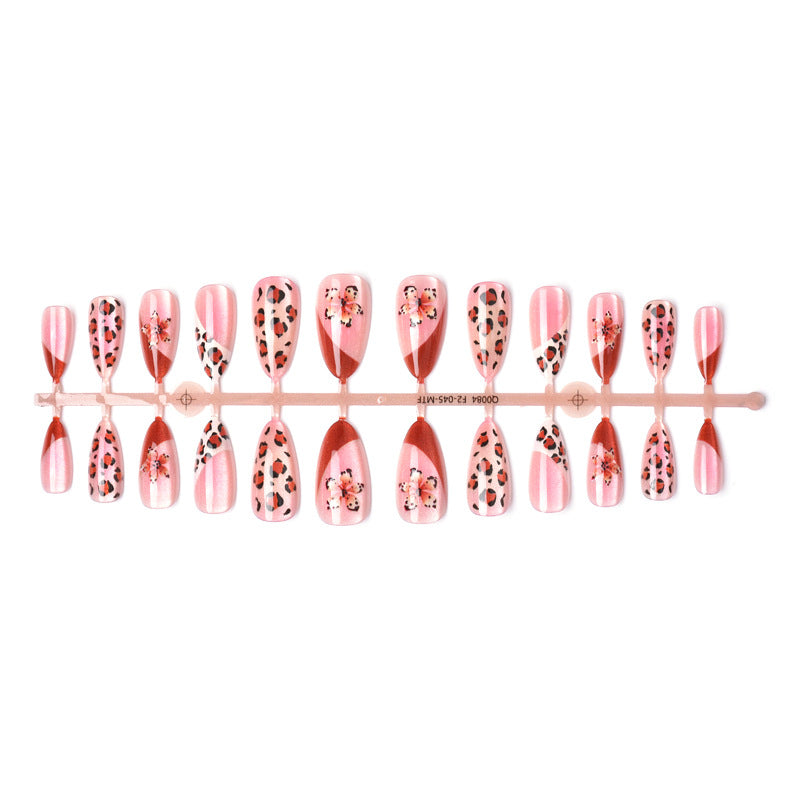 Artistic Floral and Leopard Print Press-On Nail Set Stornfield
