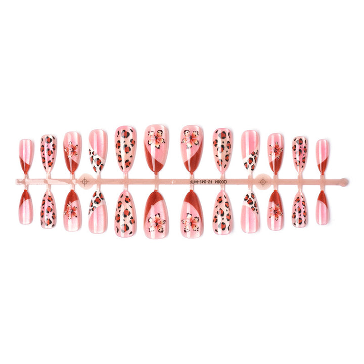 Artistic Floral and Leopard Print Press-On Nail Set Stornfield
