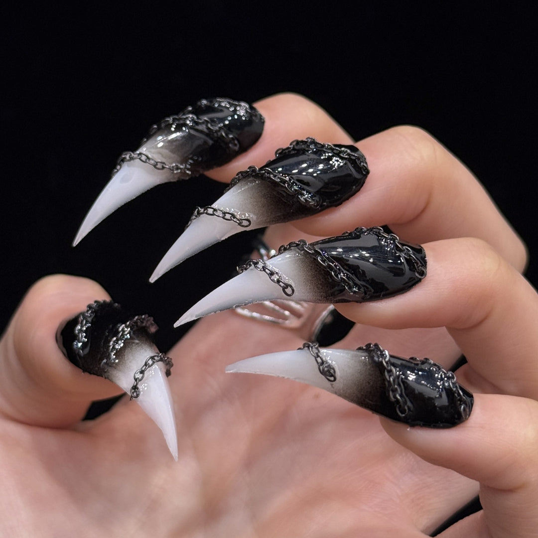 Stiletto Press-On Nail Enhancements with Gem Accents