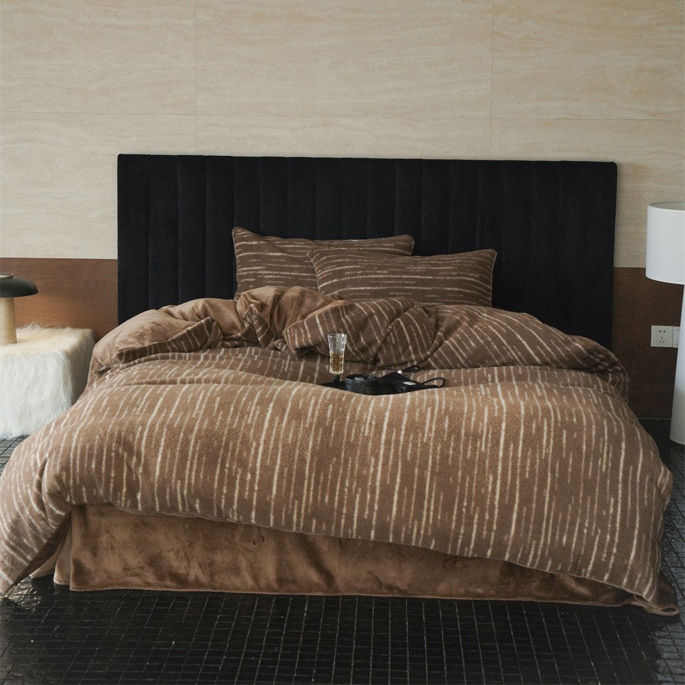 Plush Velvet Duvet Cover & Comforter Set with Subtle Striation Pattern