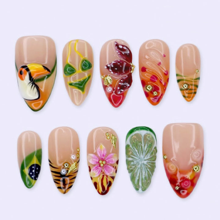 Artistic Tropical Press-On Nail Set Stornfield