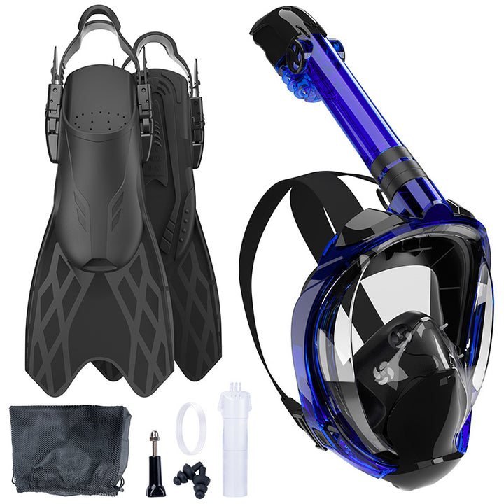 Snorkeling equipment with highly flexible fins and full face mask Stornfield
