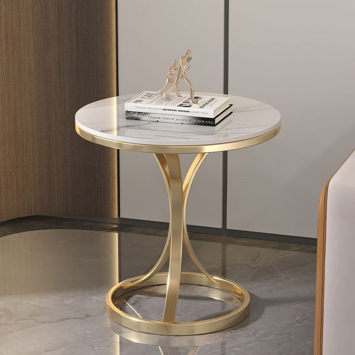 Modern Round Accent Table with Sleek Metal Base Stornfield