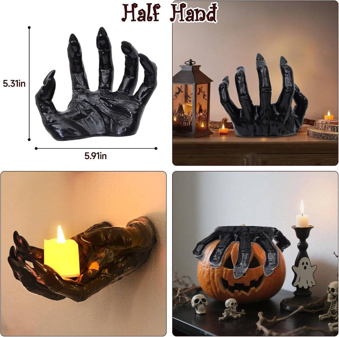 Wall candle holder in realistically shaped hand made of resin