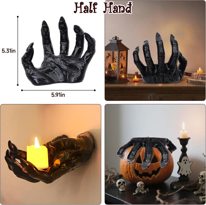 Wall candle holder in realistically shaped hand made of resin
