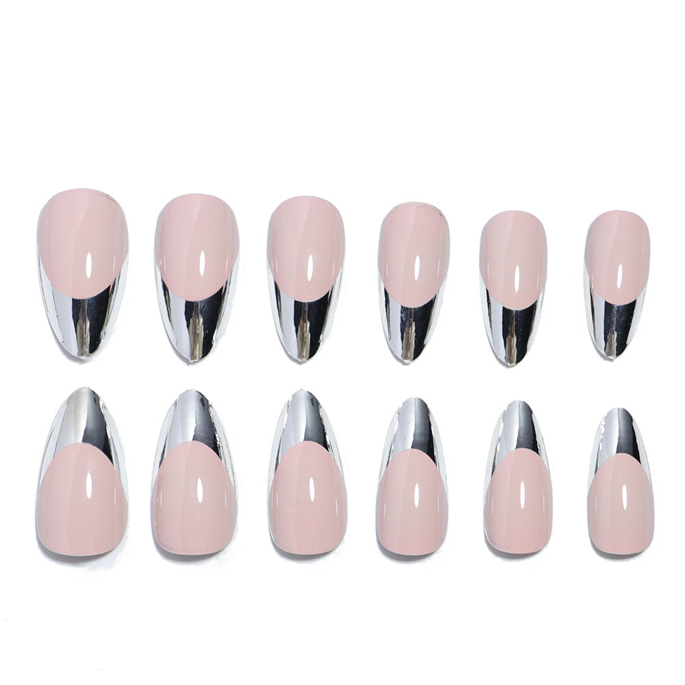 Glossy Stiletto Press-On Nail Set with Silver Accents Stornfield